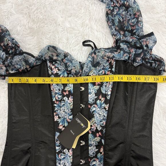 Corset Story Elegant Overbust Corset Top Floral Chiffon Sleeves US 16 NEW 36'' - Picture 10 of 15
